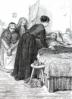 Charitable: Charitable lady visiting a poor family and helping