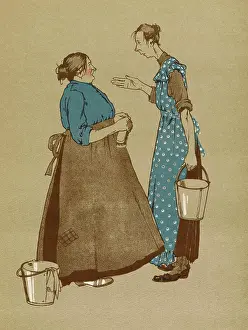 Dishevelled: Two charladies chatting, WW1