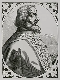 Franks: Charlemagne (742-814). Portrait. Facsimile of