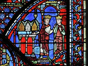 Authenticity: Charlemagne stained glass window, Chartres cathedral, France