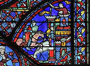Pamplona: Charlemagne stained glass window, Chartres cathedral, France