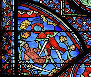 Charlemagne stained glass window, Chartres cathedral, France