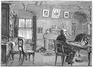 Darwin: Charles Darwin (1809-1882) in his study at Down