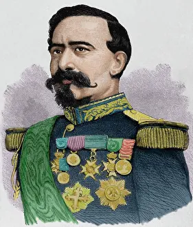 Stubble: Charles Denis Bourbaki (1816-1897). Colored engraving