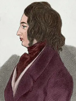Dickens: Charles Dickens (1812-1870). British novelist. Drawing. Colo