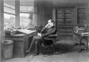 Gads: Charles Dickens (1812-1870) in his study ?