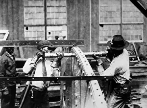 Rivets: Charles Knight (left) who won the prize offered