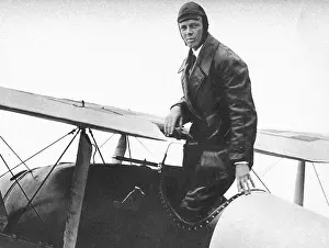 Landed: Charles Lindbergh (1902-1974) in his flying kit
