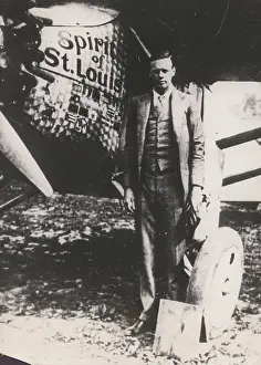 Instantaneous: Charles Lindbergh, American aviator, with Spirit of St Louis
