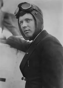 Non Stop: Charles Lindbergh, after flying his monoplane, The