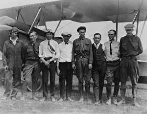 Bi Plane: Charles Lindbergh with seven other men, in front