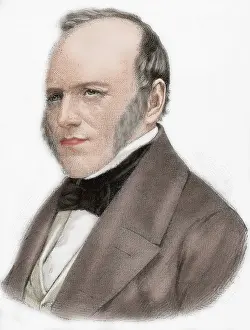 Baronet: Charles Lyell (1797-1875). Engraving. Colored