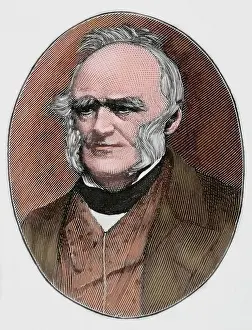 Baronet: Charles Lyell (1797-1875). Engraving. Colored