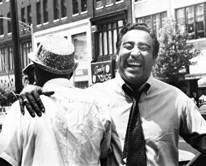 Candidacy: Charles Rangel, hugging a supporter after he won