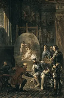 Humility: Charles V collects the fallen brush for Titian