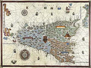 Cartographies: Chart by Joan Martines. Island of Sicily (1591)