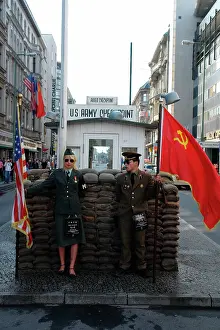Reunification: Checkpoint Charlie reconstruction, Berlin, Germany