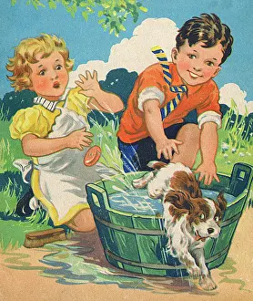 Doggie: Cheeky young Puppy avoids bathtime!