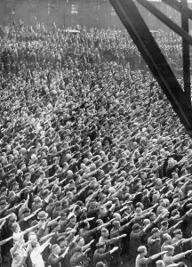 Blohm: Cheering workers following a speech of Adolf Hitler, 1934