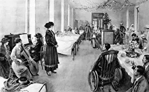 Convalescing: Cheering up the wounded in hospital, WW1
