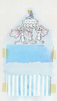 Andree: Three chef fairies carrying a cake