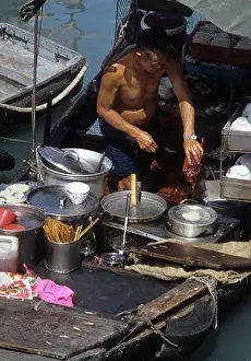 Stripped: Chef prepares a Peking Duck - floating restaurant, Hong Kong