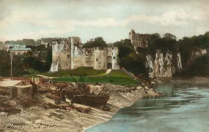 Defenses: Chepstow Castle, Wales - Viewed from the Bridge