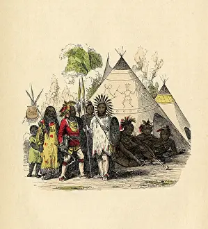 Cherokee: Cherokees and Tipis, Illustration, c. early 20th C