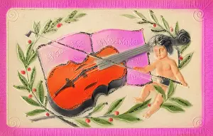 Violins: Cherub playing the violin. To My Valentine