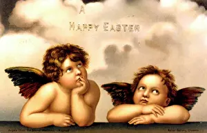 Putto: Two cherubs on an Easter card, after Raphael