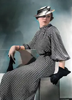 Barnaby (colourised): Chess Board Frock 1930s