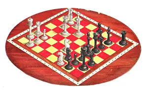 Chessboard: Chess board with pieces on a greetings card