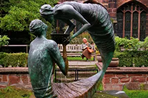 Idris: Chester - Cathedral Cloisters - Falling Water Statue