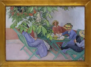 Bodycolour: Under the Chestnut Tree ' tea time