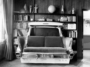 Bookshelf: Chevy car built into bookshelves