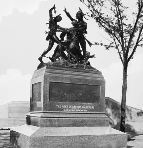 Dearborn: Chicago Fort Dearborn Massacre Statue - hand coloured