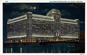 Mart: Chicago World's Fair 1933 - The Merchandise Mart, by night