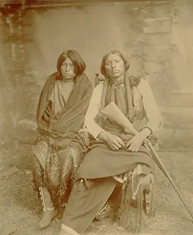 Polygamous: Chief Quanah Parker in 1888 with one of his