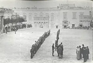 Dockyard: Chief Scout inspecting scout troops, Valletta, Malta