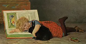 Kaulbach: Child with book & rabbit