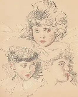 Helleu: Three Child Faces by Paul Helleu
