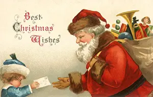 Clapsaddle: Child Hands Letter to Saint Nicholas