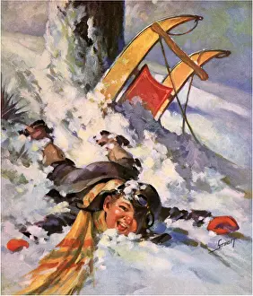Sledding: Child Lying in Snow
