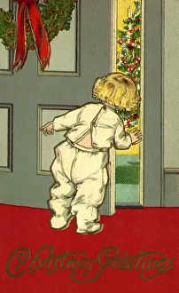 Peeking: Child Peeking Through Door