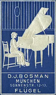 Embossing: Child playing piano, advertising