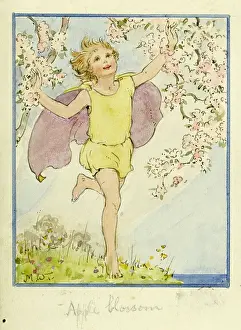 Frolicking: Child running under blossom