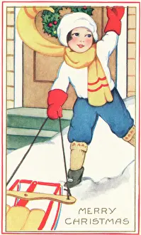 Wrapped: Child out in the snow with her sledge
