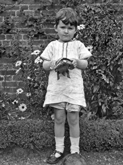 Tortoises: Child with two tortoises in a garden