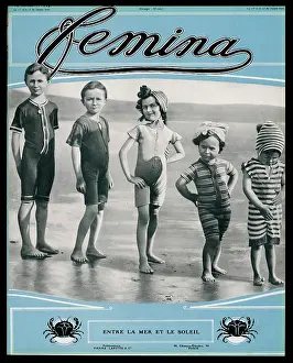 Beachwear: Children on beach 1910