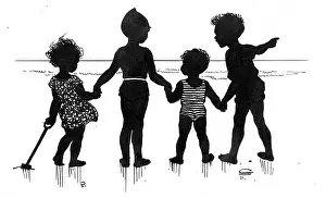 Four children on the beach
